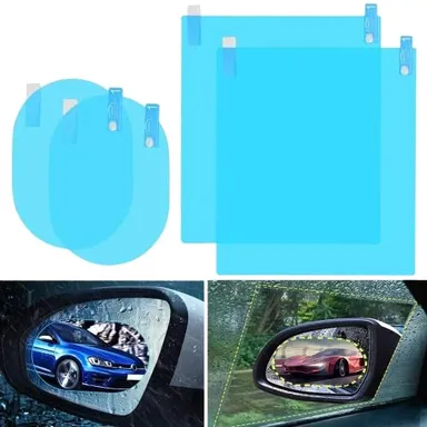 CarFrill 4pcs Car Rear View Mirror Film | Anti-Fog, Anti-Glare, Anti Scratch, Rainproof Waterproof HD Mirror Window Film for Safe Driving | Clear Protective Sticker for Car Mirrors & Side Windows thumbnail 0