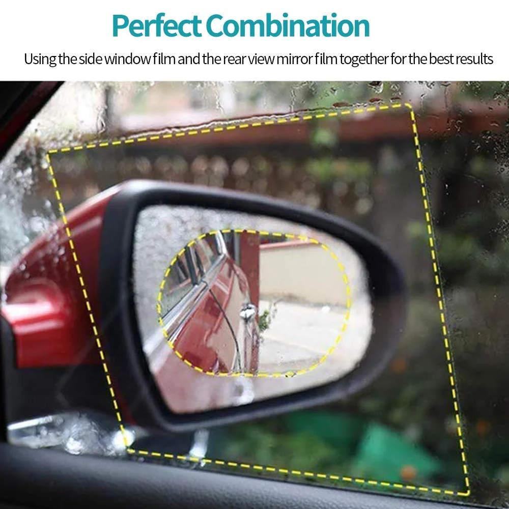 CarFrill 4pcs Car Rear View Mirror Film | Anti-Fog, Anti-Glare, Anti Scratch, Rainproof Waterproof HD Mirror Window Film for Safe Driving | Clear Protective Sticker for Car Mirrors & Side Windows image 3