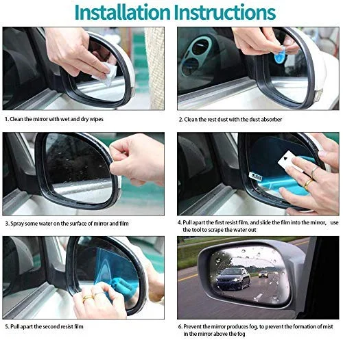CarFrill 4pcs Car Rear View Mirror Film | Anti-Fog, Anti-Glare, Anti Scratch, Rainproof Waterproof HD Mirror Window Film for Safe Driving | Clear Protective Sticker for Car Mirrors & Side Windows image 7