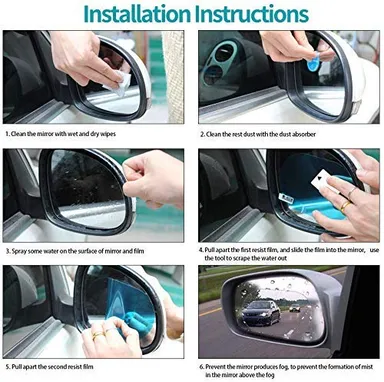 CarFrill 4pcs Car Rear View Mirror Film | Anti-Fog, Anti-Glare, Anti Scratch, Rainproof Waterproof HD Mirror Window Film for Safe Driving | Clear Protective Sticker for Car Mirrors & Side Windows thumbnail 6