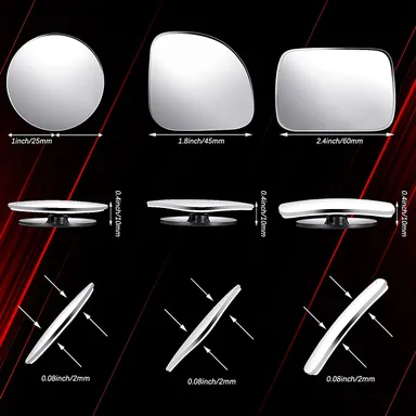 CarFrill 6 Pieces Blind Side Mirrors, Blindspot Mirror for Car, HD Blind Spot Mirror, 2 Pairs Round Rear-View Mirrors, 2 Pairs Rectangle Blind Mirrors | Car Safety Rearview Mirror thumbnail 1
