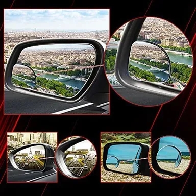 CarFrill 6 Pieces Blind Side Mirrors, Blindspot Mirror for Car, HD Blind Spot Mirror, 2 Pairs Round Rear-View Mirrors, 2 Pairs Rectangle Blind Mirrors | Car Safety Rearview Mirror thumbnail 2
