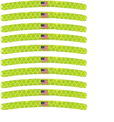 CarFrill Reflective Wheel Hub Sticker Decal Strip | Wheel Rim Reflective Warning Stripe Tape for Car, Motorcycle, Cycling, Bike, Truck Vehicles, Tire Rim, Pack of 20 (Green) thumbnail 0