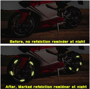 CarFrill Reflective Wheel Hub Sticker Decal Strip | Wheel Rim Reflective Warning Stripe Tape for Car, Motorcycle, Cycling, Bike, Truck Vehicles, Tire Rim, Pack of 20 (Green) thumbnail 4