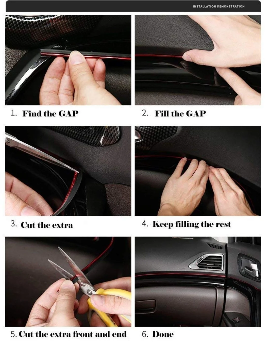 CarFrill Car Interior Decoration Beading | Flexible Styling PVC Moulding Trim Strip (5 Meters, Purple) | Universal Fit for All Cars image 3