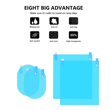 CarFrill Anti Fog Waterproof HD Car Rearview Mirror Film | Anti Glare Visor Rainproof Protector Film (Pack of 4) thumbnail 1