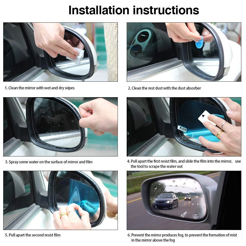 CarFrill Anti Fog & Anti Glare Rearview Mirror Film | Waterproof HD Visor for Car Mirror (Pack of 6) image 4