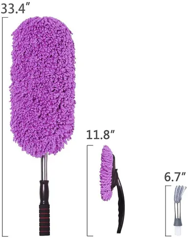 Car Duster Microfiber Car Wash Brush with Extendable Handle for Exterior and Interior Cleaning | Grey by CarFrill thumbnail 2
