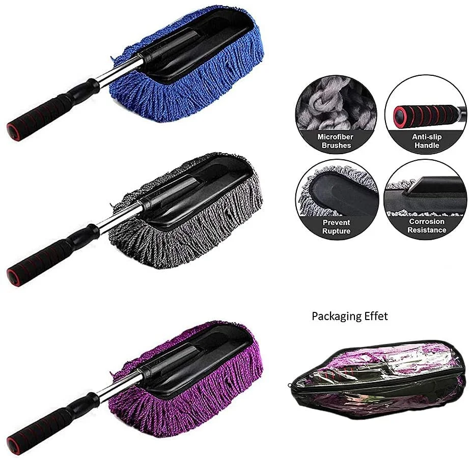 Car Duster Microfiber Car Wash Brush with Extendable Handle for Exterior and Interior Cleaning | Grey by CarFrill image 4