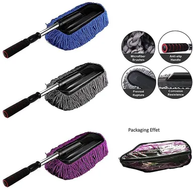 Car Duster Microfiber Car Wash Brush with Extendable Handle for Exterior and Interior Cleaning | Grey by CarFrill thumbnail 3
