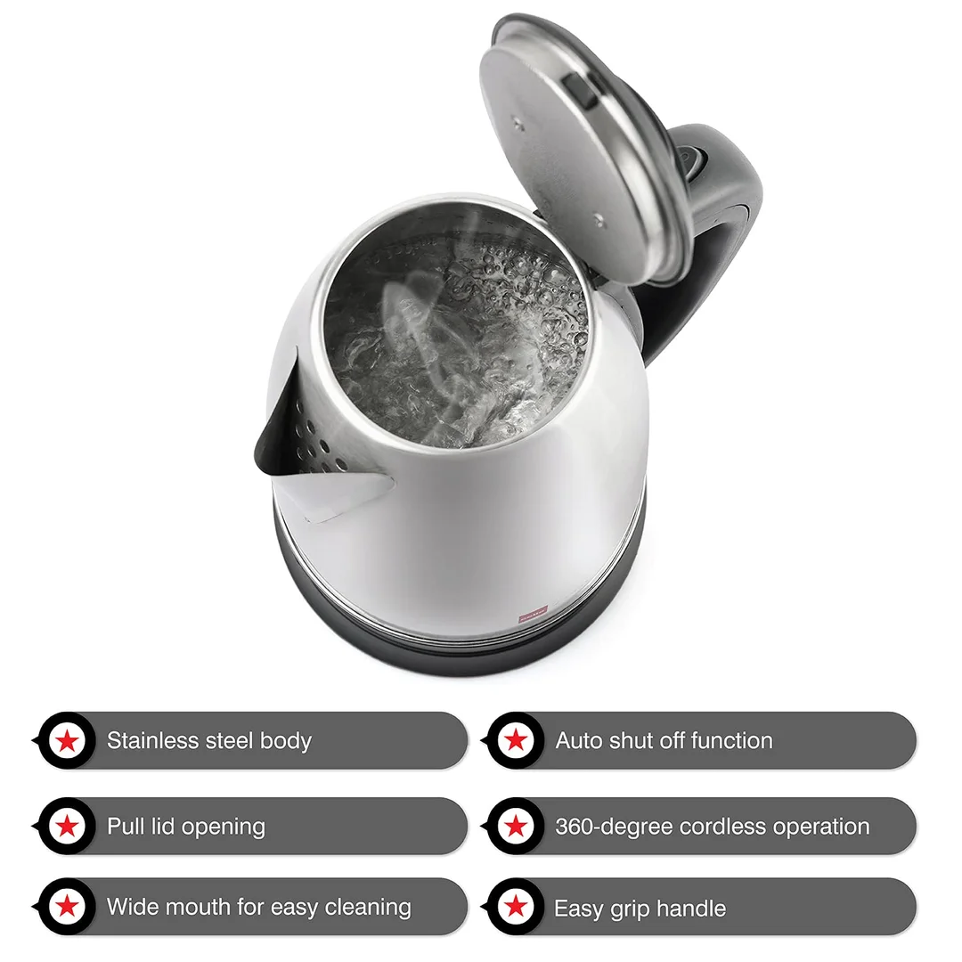 Cello Quick Boil Electric Kettle 1.5 Litre | Stainless Steel Tea & Coffee Kettle | Portable Travel Kettle | Instant Noodles| Soup, Water Boiler image 2