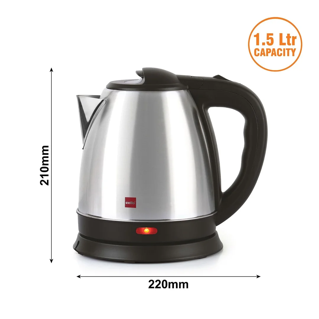 Cello Quick Boil Electric Kettle 1.5 Litre | Stainless Steel Tea & Coffee Kettle | Portable Travel Kettle | Instant Noodles| Soup, Water Boiler image 5