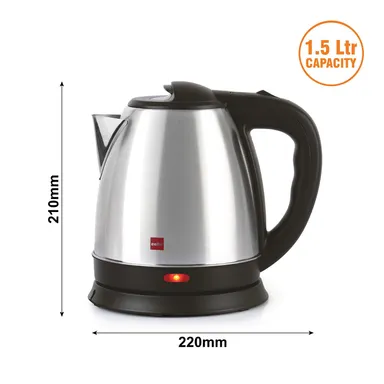 Cello Quick Boil Electric Kettle 1.5 Litre | Stainless Steel Tea & Coffee Kettle | Portable Travel Kettle | Instant Noodles| Soup, Water Boiler thumbnail 4