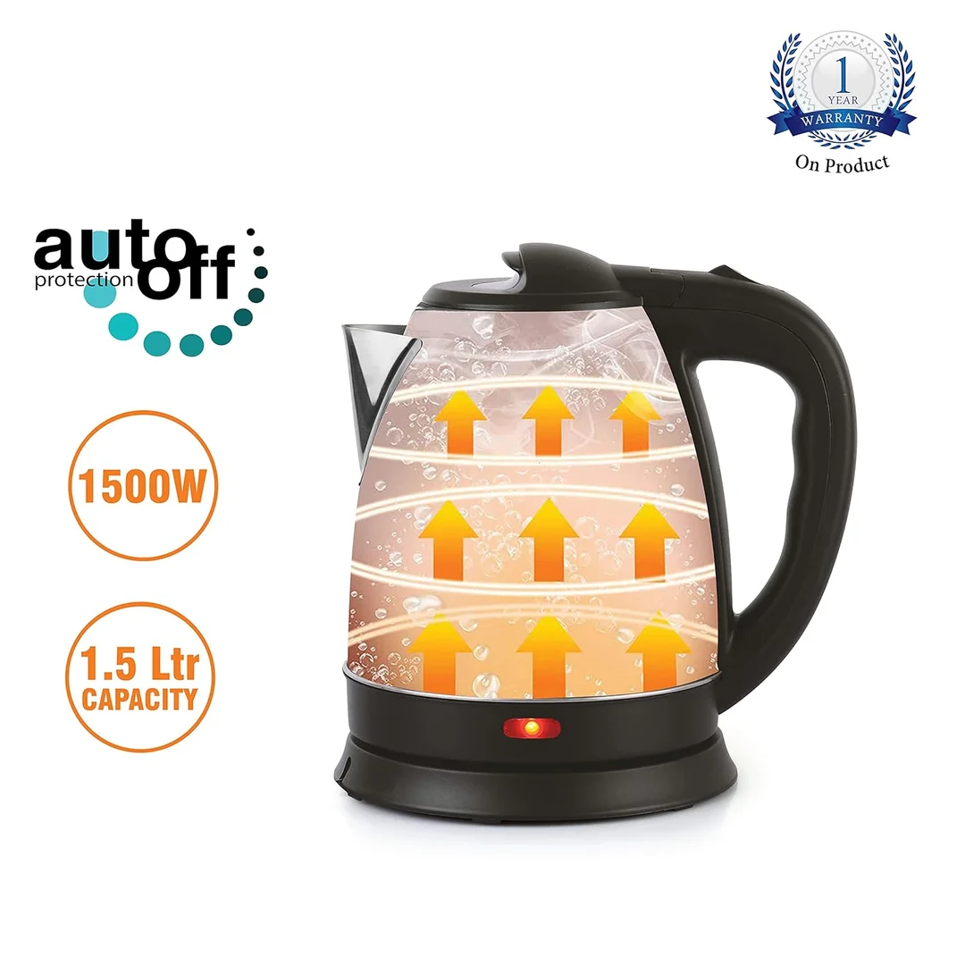 Cello Quick Boil Electric Kettle 1.5 Litre | Stainless Steel Tea & Coffee Kettle | Portable Travel Kettle | Instant Noodles| Soup, Water Boiler image 7
