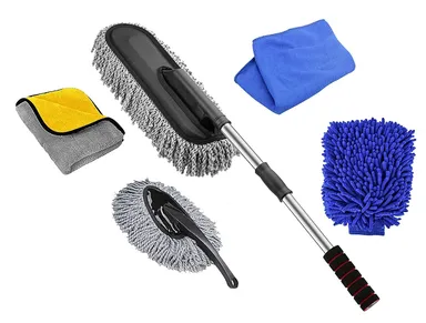CarFrill Car Duster Extendable Handle Interior & Exterior Multipurpose Cleaning Car Brush Set of 4 | Premium Car Interior & Exterior Brush Set
