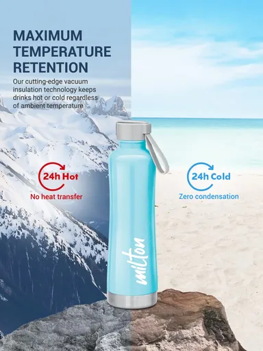 Milton New Tiara 600 Thermosteel Water Bottle 490 ml | Hot & Cold Insulated Bottle – Sky Blue thumbnail 4
