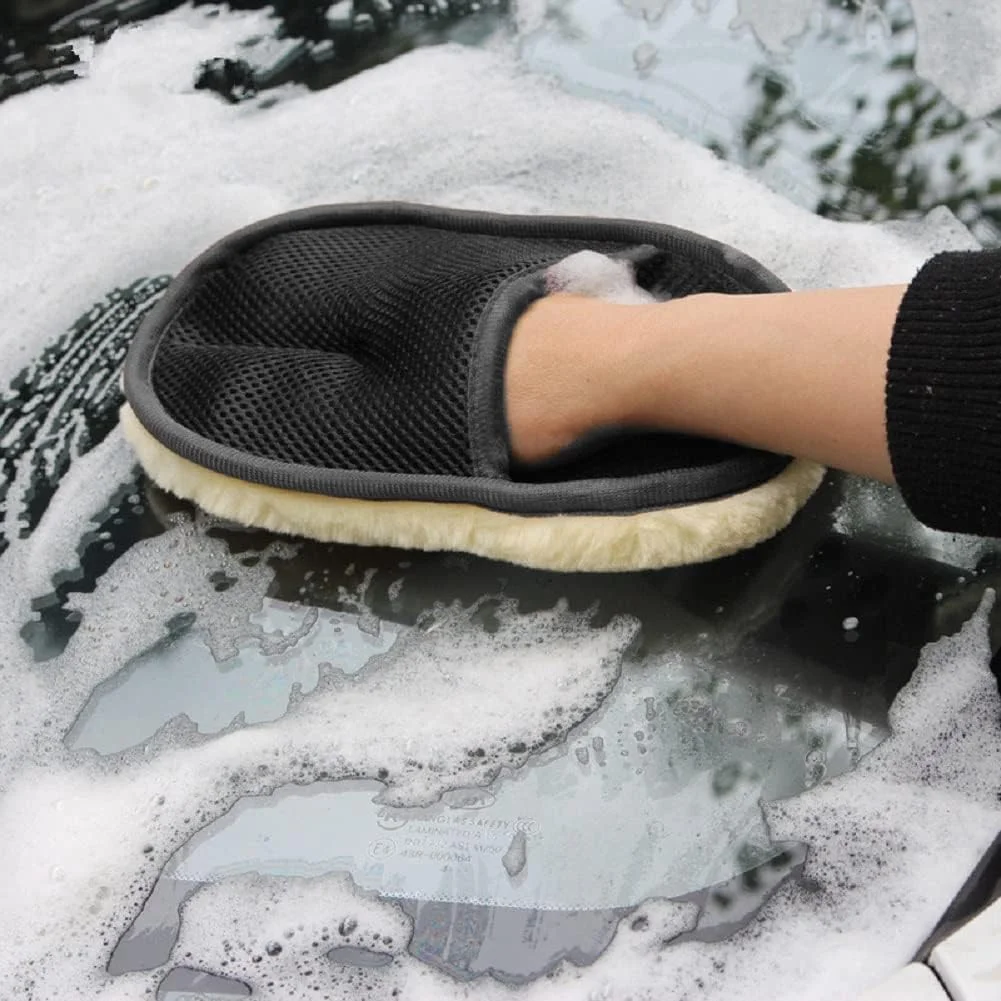 CarFrill Wool Car Wash Gloves | High Density Microfiber, Lint Free, Scratch Free Wash & Polishing Mitt for Automotive Cleaning image 2