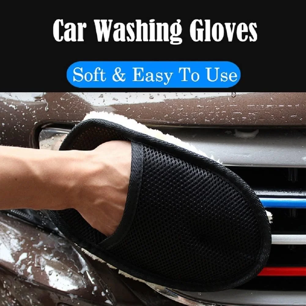 CarFrill Wool Car Wash Gloves | High Density Microfiber, Lint Free, Scratch Free Wash & Polishing Mitt for Automotive Cleaning image 3