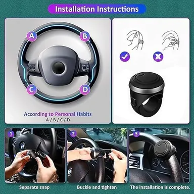 Car Steering Wheel Spinner Knob | Metal Power Handle 360° Spinner for Car Steering Wheel | CarFrill | Easy Grip & Control thumbnail 1