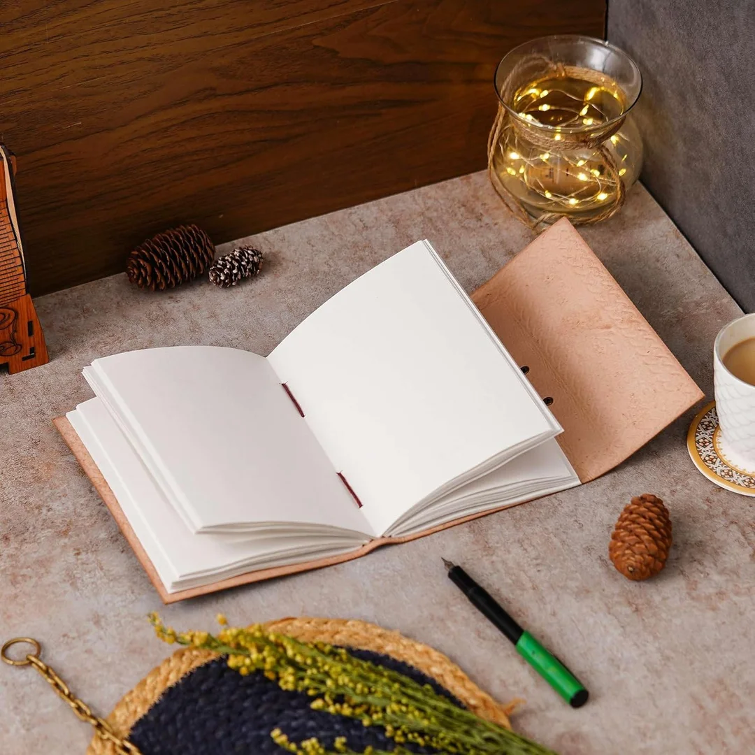 Vintage Handmade Genuine Leather Diary Journal | Antique String Closure | 200 Unruled Pages | HHM AESTHETIC | Premium Leather Journal image 2