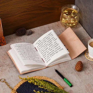 Vintage Handmade Genuine Leather Diary Journal | Antique String Closure | 200 Unruled Pages | HHM AESTHETIC | Premium Leather Journal thumbnail 2