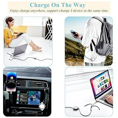 CarFrill Retractable USB Cable for Smartphones | 3 in 1 Tangle Free Charging Cable | Easy to Store, Universal Compatibility, Fits All Phones   thumbnail 1