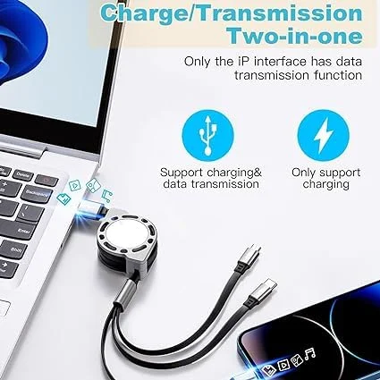 CarFrill Retractable USB Cable for Smartphones | 3 in 1 Tangle Free Charging Cable | Easy to Store, Universal Compatibility, Fits All Phones   image 5
