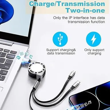CarFrill Retractable USB Cable for Smartphones | 3 in 1 Tangle Free Charging Cable | Easy to Store, Universal Compatibility, Fits All Phones   thumbnail 4