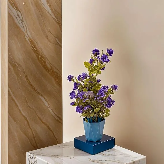 Artificial Flower Plants with Cute Hexa Pot for Home, Office Décor, and Tabletop Decoration | Faux Flower for Balcony and Indoor Decor image 2
