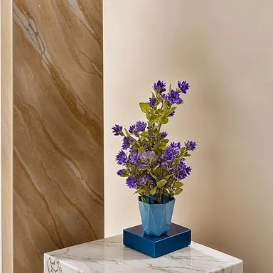 Artificial Flower Plants with Cute Hexa Pot for Home, Office Décor, and Tabletop Decoration | Faux Flower for Balcony and Indoor Decor thumbnail 1