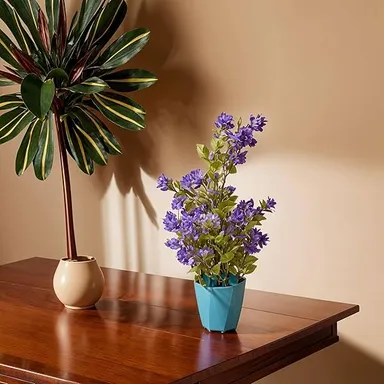 Artificial Flower Plants with Cute Hexa Pot for Home, Office Décor, and Tabletop Decoration | Faux Flower for Balcony and Indoor Decor thumbnail 2