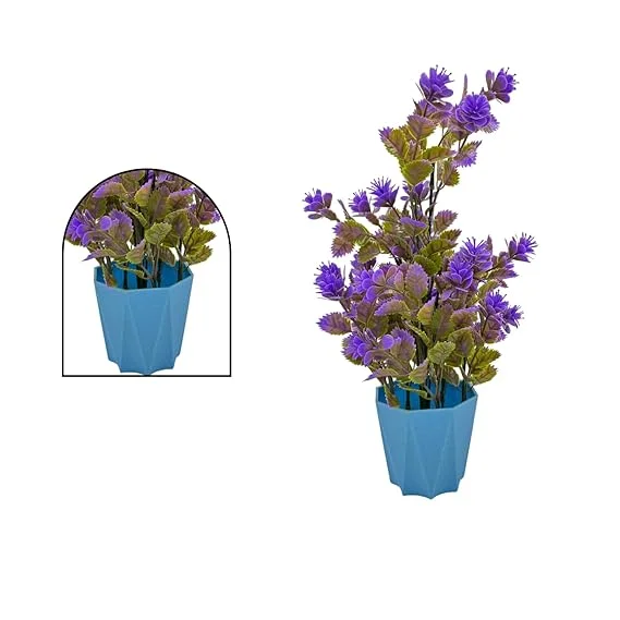 Artificial Flower Plants with Cute Hexa Pot for Home, Office Décor, and Tabletop Decoration | Faux Flower for Balcony and Indoor Decor image 4
