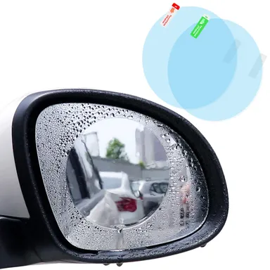 CarFrill Anti Fog Anti Scratch HD Car Rearview Mirror Waterproof Film | Rainproof, Clear Protective Films Sticker (4 PCS, Round) for Car Window Membrane thumbnail 0