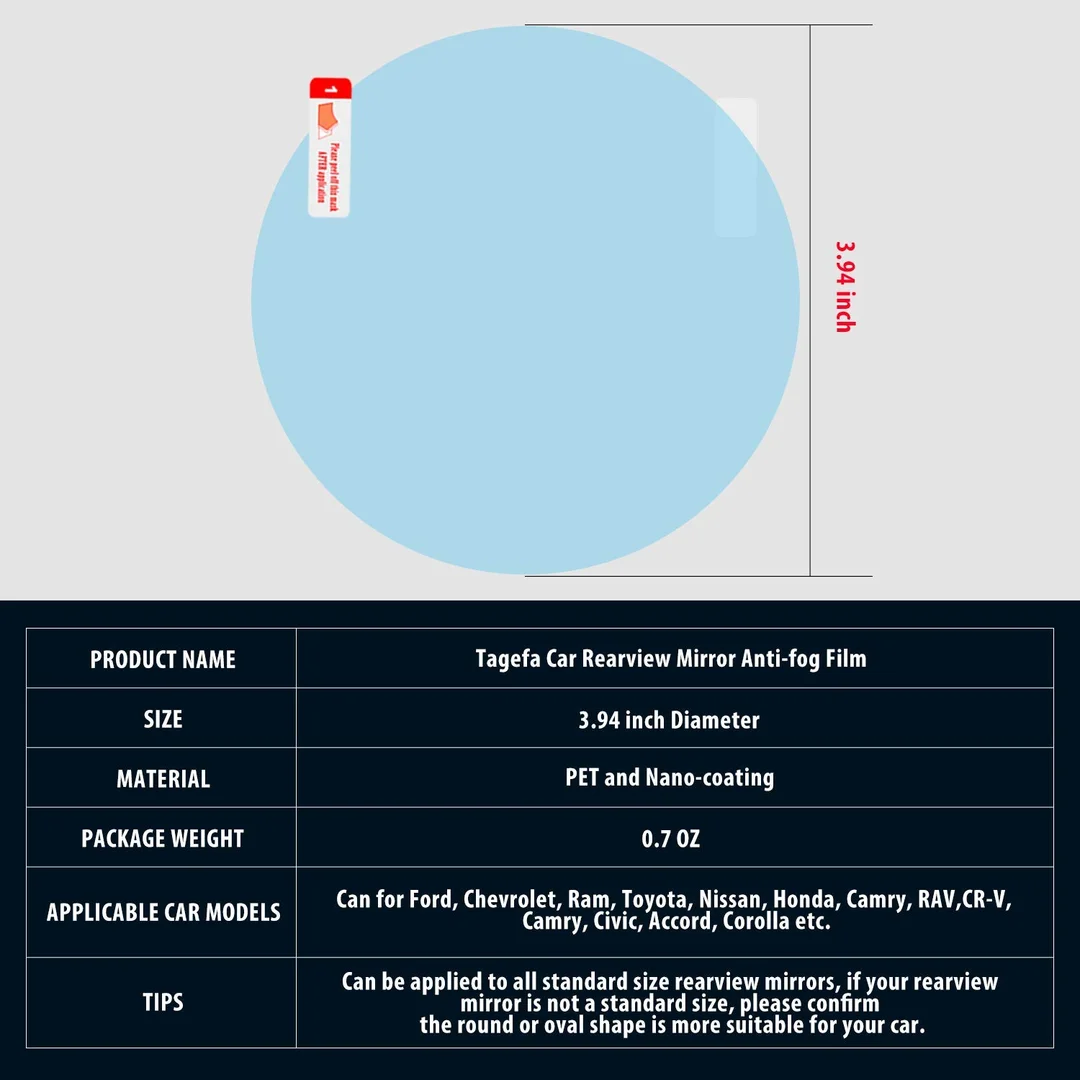 CarFrill Anti Fog Anti Scratch HD Car Rearview Mirror Waterproof Film | Rainproof, Clear Protective Films Sticker (4 PCS, Round) for Car Window Membrane image 2