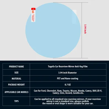 CarFrill Anti Fog Anti Scratch HD Car Rearview Mirror Waterproof Film | Rainproof, Clear Protective Films Sticker (4 PCS, Round) for Car Window Membrane thumbnail 1