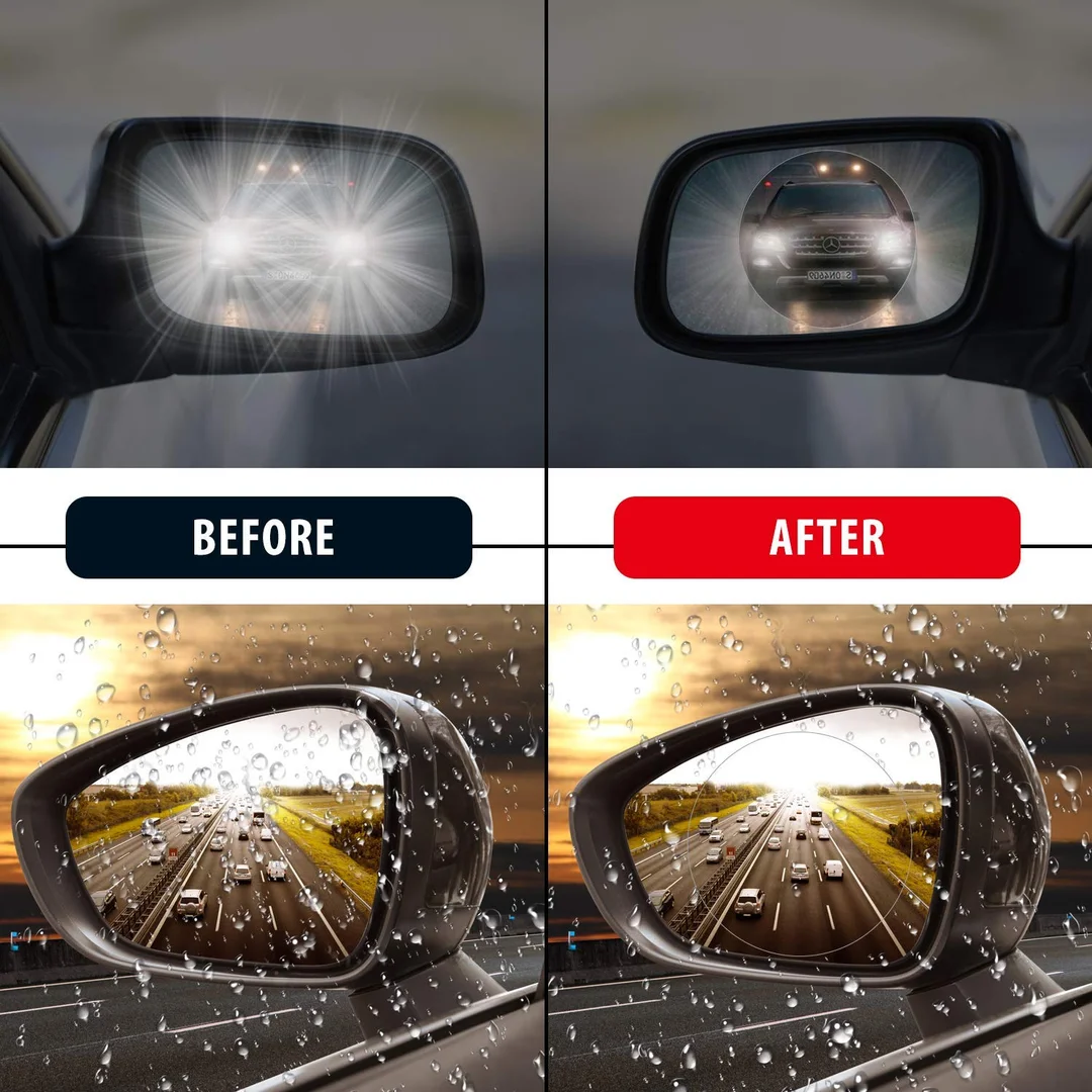 CarFrill Anti Fog Anti Scratch HD Car Rearview Mirror Waterproof Film | Rainproof, Clear Protective Films Sticker (4 PCS, Round) for Car Window Membrane image 3