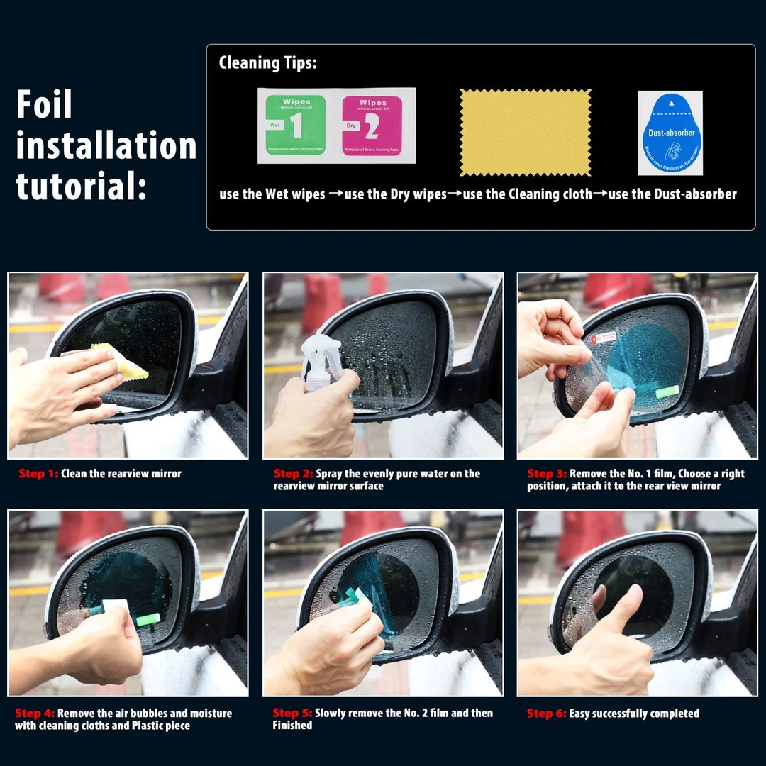 CarFrill Anti Fog Anti Scratch HD Car Rearview Mirror Waterproof Film | Rainproof, Clear Protective Films Sticker (4 PCS, Round) for Car Window Membrane image 5
