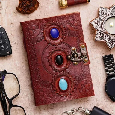 Vintage Handmade Leather Journal | Genuine Antique Leather Diary with String Closure, 200 Unruled Pages thumbnail 0