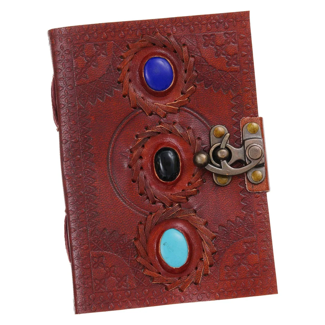 Vintage Handmade Leather Journal | Genuine Antique Leather Diary with String Closure, 200 Unruled Pages image 3
