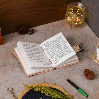 Vintage Handmade Leather Journal | Genuine Antique Leather Diary with String Closure, 200 Unruled Pages thumbnail 3