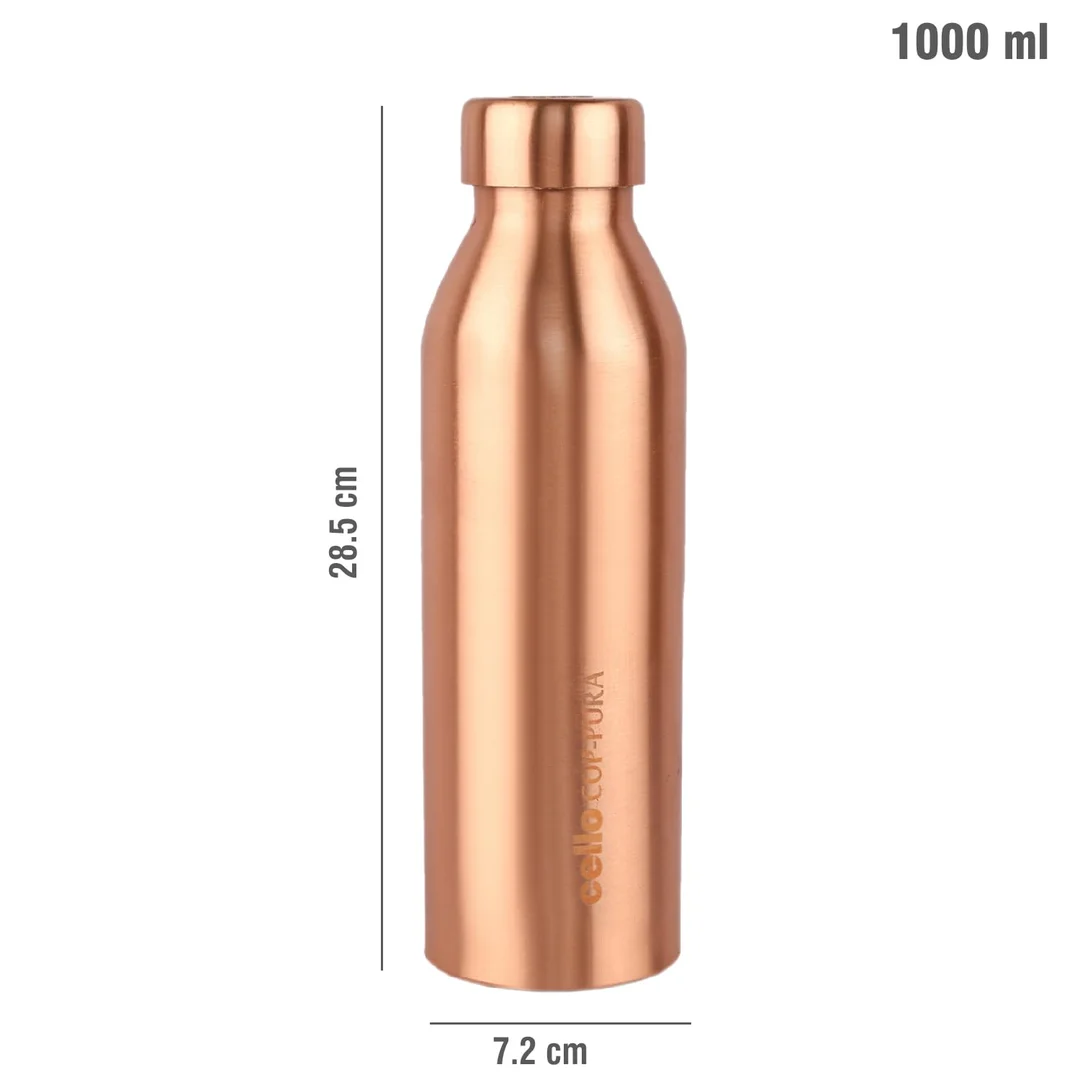 Cello Cop-Pura Moksha Pure Copper Water Bottle 1000ml Ayurvedic Healthy Drinking Bottle for Daily Detox Home Office Travel image 5