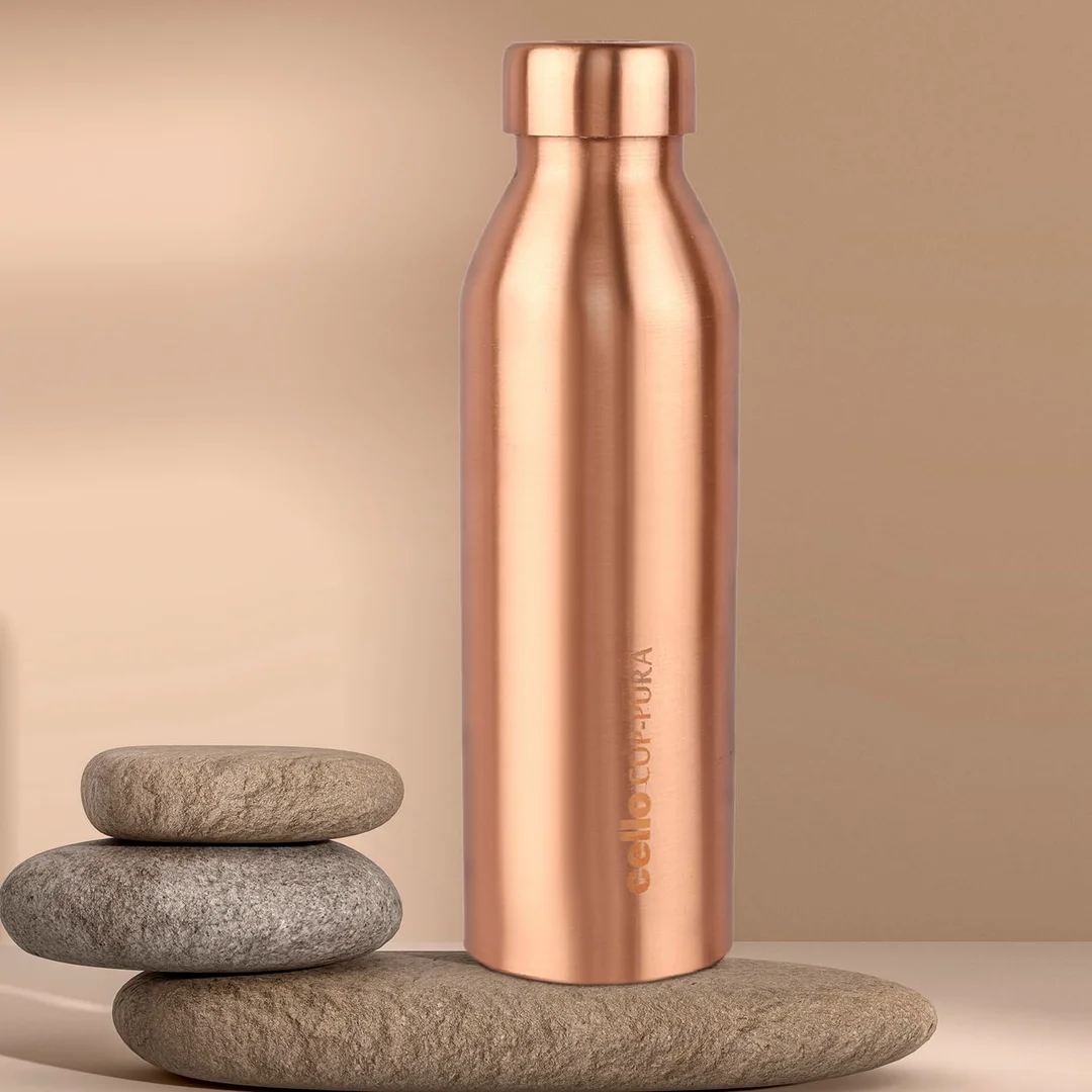Cello Cop-Pura Moksha Pure Copper Water Bottle 1000ml Ayurvedic Healthy Drinking Bottle for Daily Detox Home Office Travel image 6