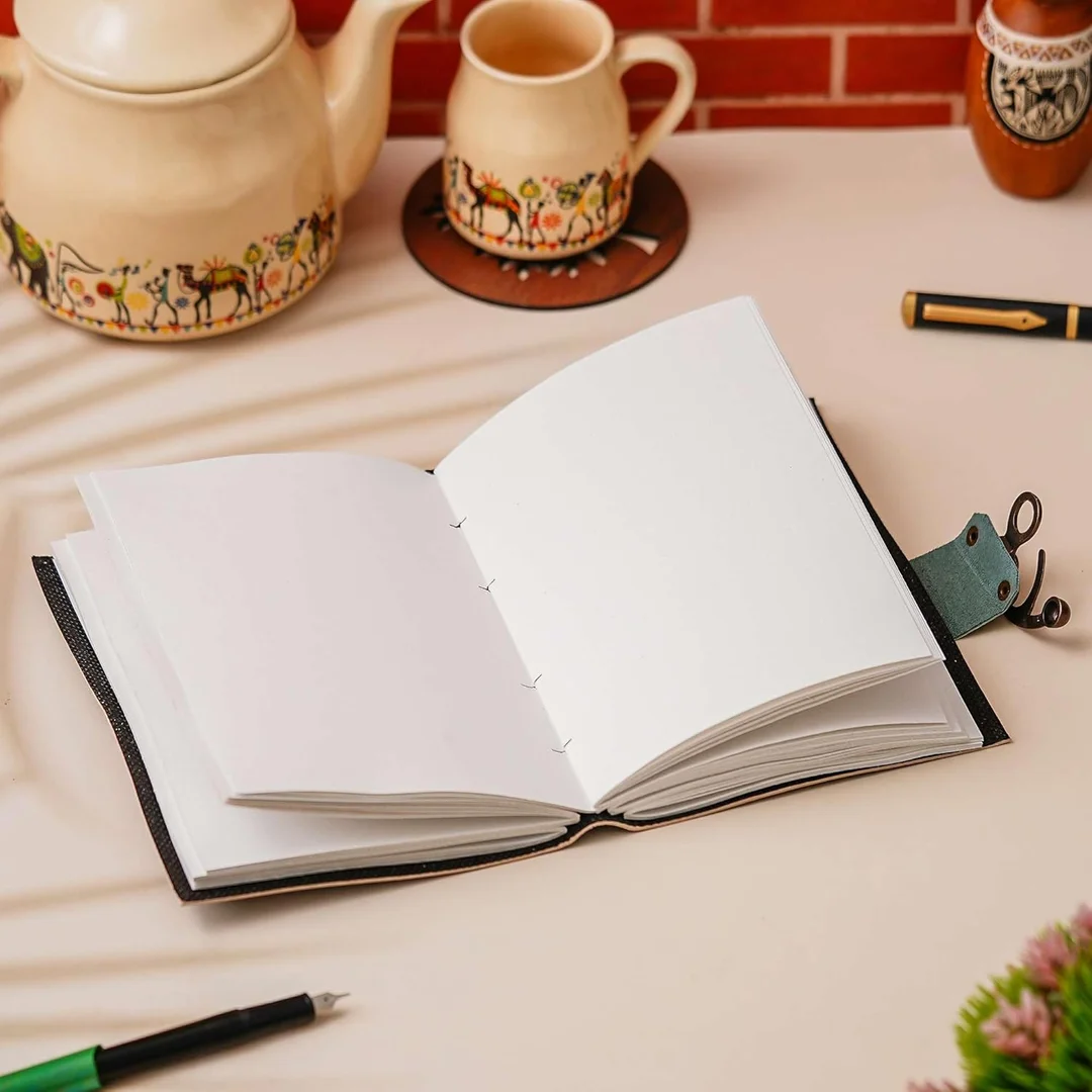 Vintage Handmade Genuine Leather Diary Journal | Premium Antique String Closure | 200 Handmade Unruled Pages DIARY-49 image 5