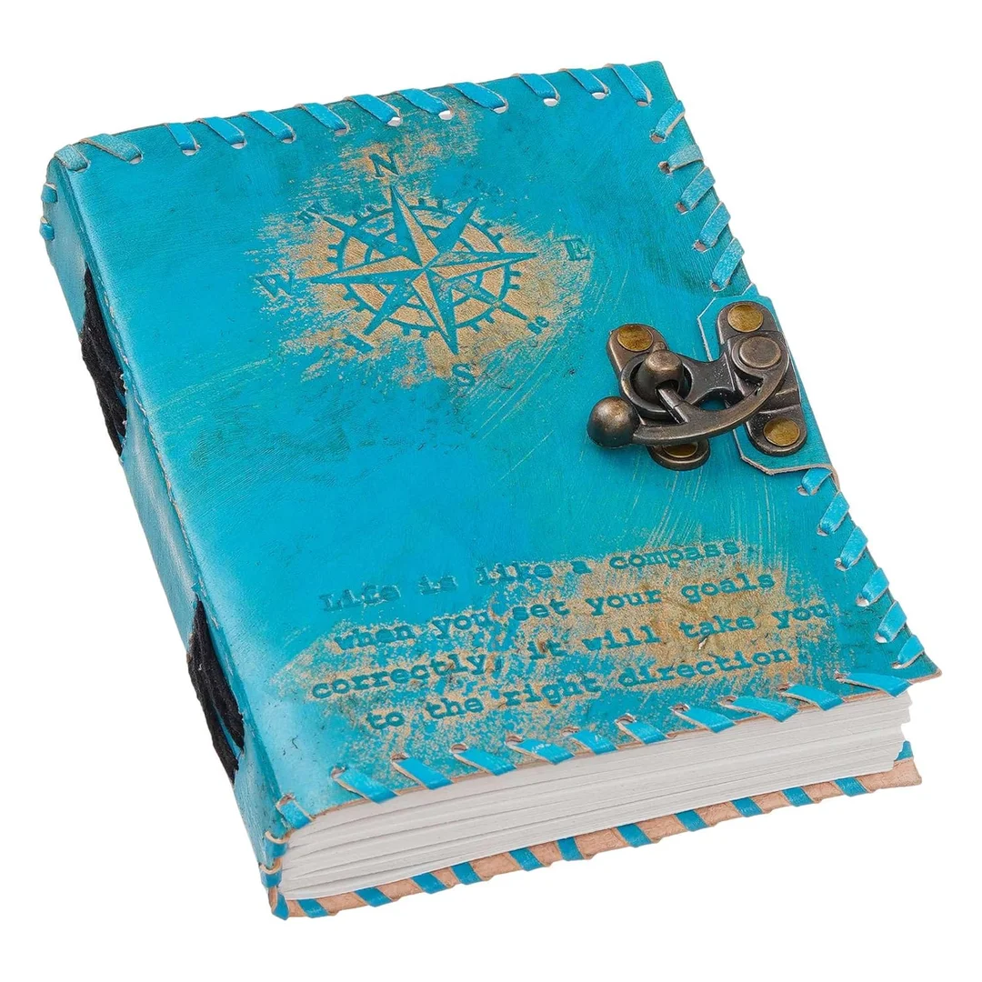 Vintage Handmade Genuine Leather Diary Journal DIARY-51 with Antique Key Closure | 200 Unruled Pages | Ideal for Writers, Travelers and Artists image 5