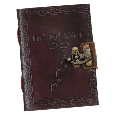 Vintage Handmade Genuine Leather Journal with Lock | DIARY 28 by Primenest Goods | 200 Unruled Pages, Antique Style Closure thumbnail 2