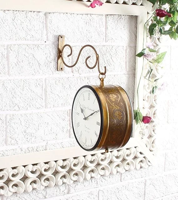 ASHAPURA GROUPS Railway Station Vintage Metal Clock | 8 Inch Wall Clock for Home Décor image 2