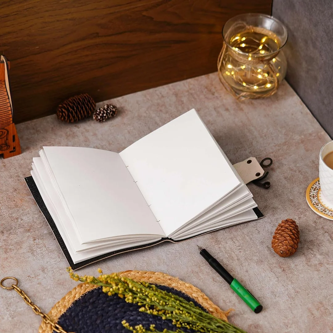 Vintage Handmade Leather Journal DIARY-60 | Genuine Leather Diary with Antique String Closure | 200 Unruled Pages | Premium Quality Writing Journal image 2