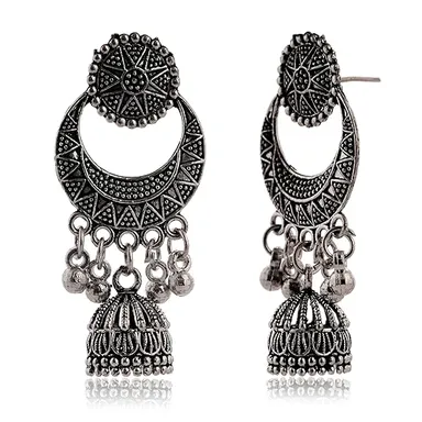 ASHAPURA GROUPS Handmade Traditional Jhumki Earrings with Moon and Flower | Motif Chandbali Design Ethnic Jhumki Earrings for Women thumbnail 2
