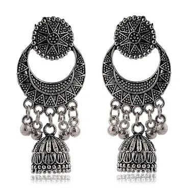 ASHAPURA GROUPS Handmade Traditional Jhumki Earrings with Moon and Flower | Motif Chandbali Design Ethnic Jhumki Earrings for Women thumbnail 0