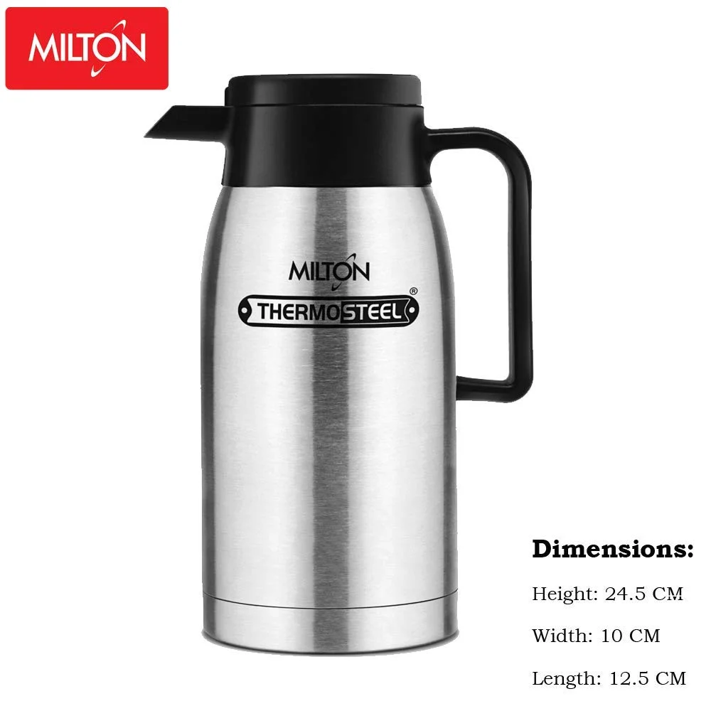 Milton Omega Thermosteel Carafe 1000 ml Stainless Steel Vacuum Insulated Flask | 24h Hot Cold Retention Leakproof Press‑Pour for Tea Coffee Water image 3